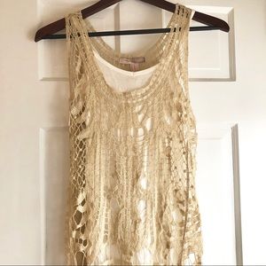 Gold Crochet gatsby-like lace Dress with slip